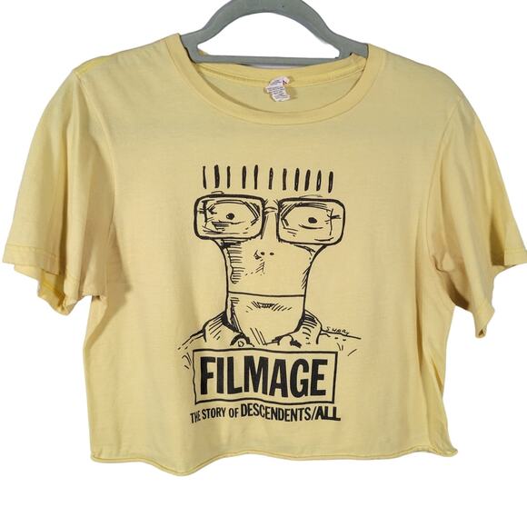 Anvil Tops - Anvil Yellow Filmage Descendents All Cropped Cotton Short Sleeve T-Shirt Small